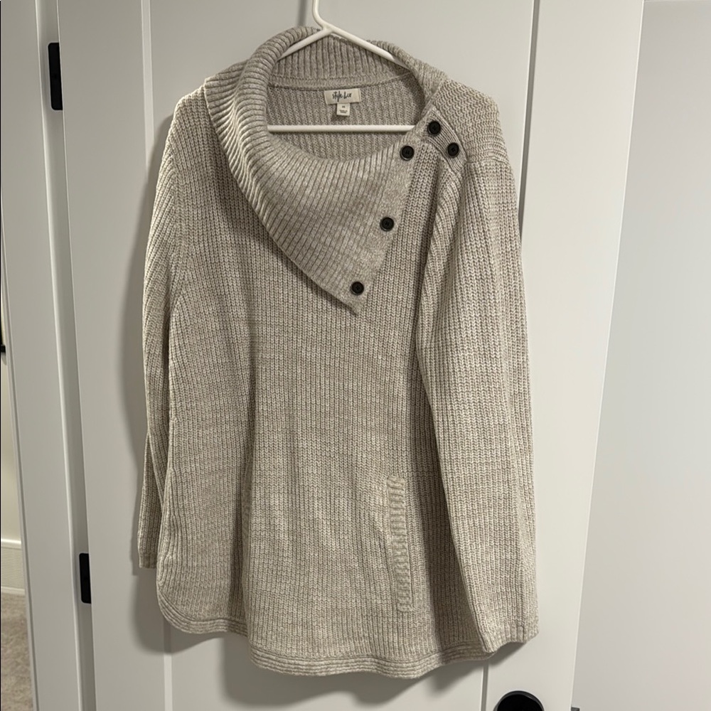 Style & Co Cream Cowl Neck Sweater with Textured Knit